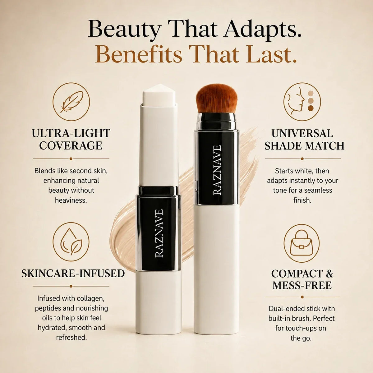 Safeorigs™ TrueTone Adaptive Foundation Stick